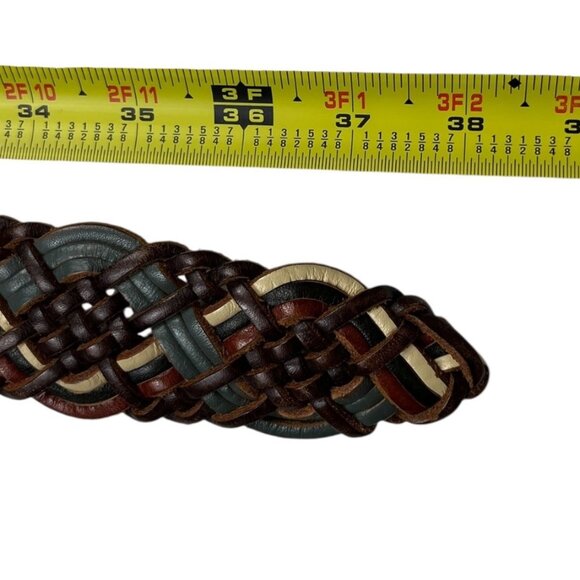Unbranded Belt Women's Size Small Multicolor Leather Braided Solid Brass Buckle - Picture 8 of 13